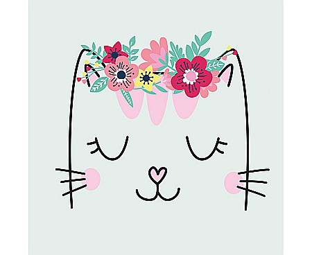 Farfurii/ Pahare/ Servetele/ Paie/ Tacamuri - GOD SERVETELE 33*33CM 20/SET SMILING CAT WITH FLOWERS SD_OG_037901