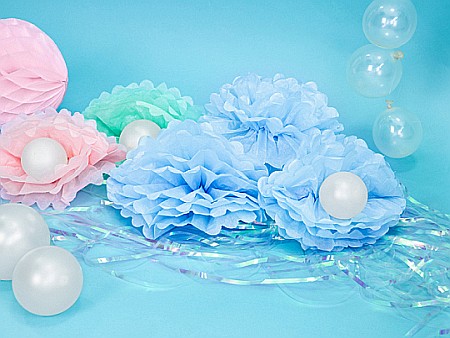 PD POMPOM HARTIE MATASE, Tissue paper Pompom, light misty blue, 25cm PP25-093J [1]