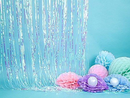 PD POMPOM HARTIE MATASE, Tissue paper Pompom, light misty blue, 25cm PP25-093J [5]