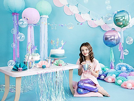 PD POMPOM HARTIE MATASE, Tissue paper Pompom, light misty blue, 25cm PP25-093J [6]