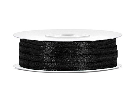 Banda satin - PD BANDA SATIN, Satin Ribbon, black, 3mm/50m TS3-010