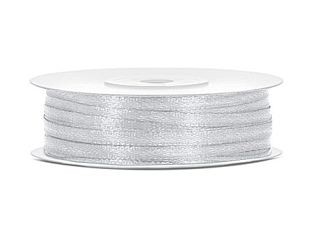 Ambalaje cu Spirit de Sărbătoare - PD BANDA SATIN, Satin Ribbon, silver, 3mm/50m TS3-018