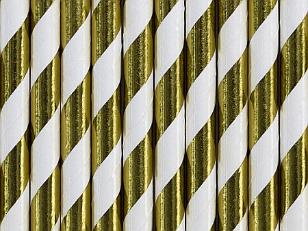 Farfurii/ Pahare/ Servetele/ Paie/ Tacamuri - PD PAIE DIN HARTIE PENTRU BAUTURI gold, 19.5cm 10/set SPP1M-019