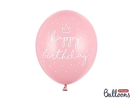 ARTICOLE PARTY - PD BALOANE Strong balloons 30cm, happy birthday, Pastel Baby Pink 6/SET SB14P-244-081J-6
