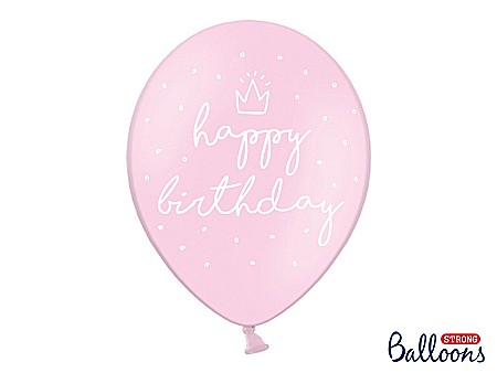 PD BALOANE Strong balloons 30cm, happy birthday, Pastel Baby Pink 6/SET SB14P-244-081J-6 [1]