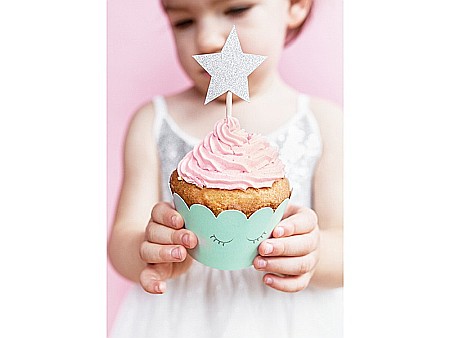 PD DECORATIUNI Tort CRACIUN Cupcake toppers Unicorn - Stars Argintii 11.5CM KPM19-018B [0]