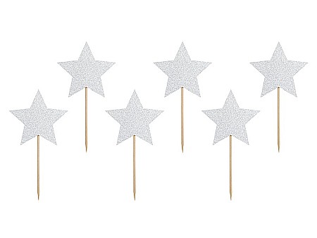 PD DECORATIUNI Tort CRACIUN Cupcake toppers Unicorn - Stars Argintii 11.5CM KPM19-018B [2]