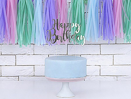 PD DECORATIUNI PENTRU TORT Happy Birthday, silver, 22.5cm KPT11-018M [2]