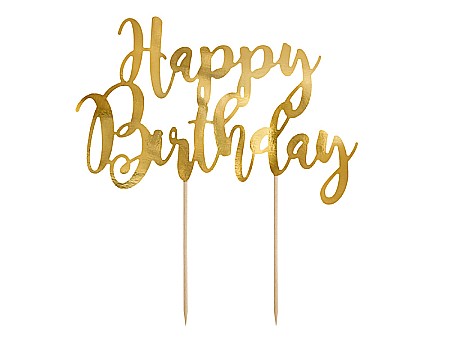 PD DECORATIUNI PENTRU TORT Happy Birthday, gold, 22.5cm KPT11-019M [0]