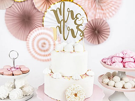 PD DECORATIUNI PENTRU TORT Mr&Mrs, gold, 25,5cm KPT10-019M [1]