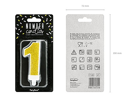 PD LUMANARI TORT Number 1, gold, 7cm SCU3-1-019B [1]