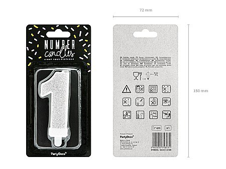 PD LUMANARI TORT Number 1, silver, 7cm SCU3-1-018B [1]