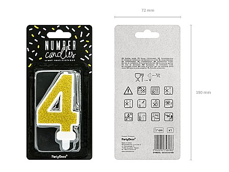 PD LUMANARI TORT Number 4, gold, 7cm SCU3-4-019B [1]