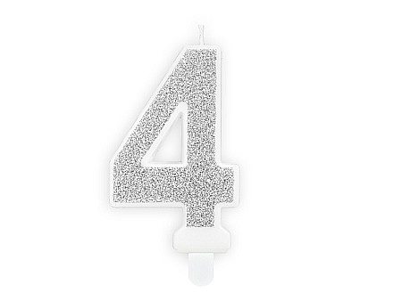 Decoratiuni/ Lumanari Tort/ Briose - PD LUMANARI TORT Number 4, silver, 7cm SCU3-4-018B
