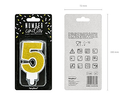 PD LUMANARI TORT Number 5, gold, 7cm SCU3-5-019B [1]