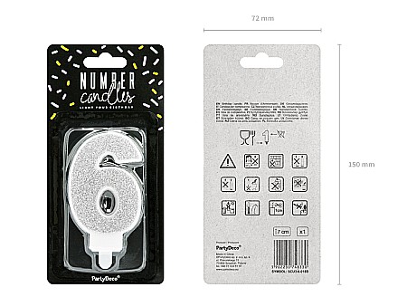 PD LUMANARI TORT Number 6, silver, 7cm SCU3-6-018B [1]