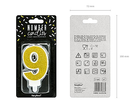 PD LUMANARI TORT Number 9, gold, 7cm SCU3-9-019B [1]
