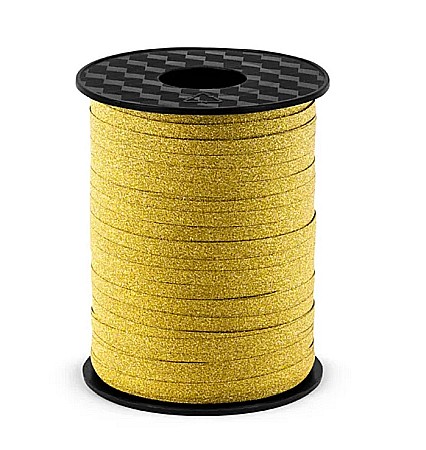 HOBBY - PD PANGLICA PLASTIC ribbon, gold, glitter 5mm/225m PRB5-019