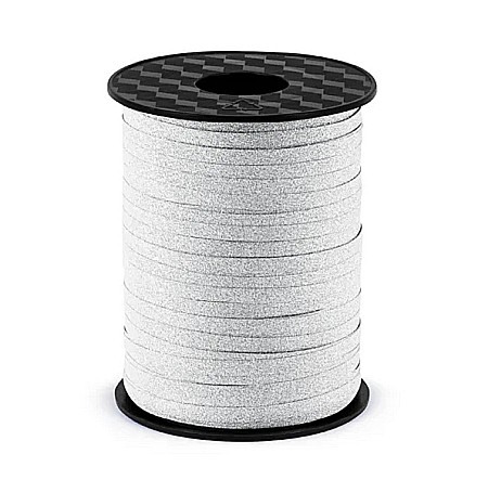 HOBBY - PD PANGLICA PLASTIC ribbon, silver, glitter 5mm/225m PRB5-018
