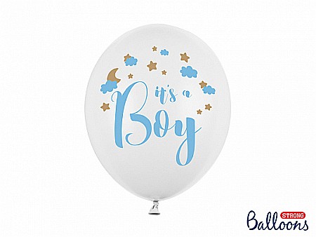 ARTICOLE PARTY - PD BALOANE Balloons 30cm, It's a Boy, Pastel Pure White 6/SET SB14P-232-008-6
