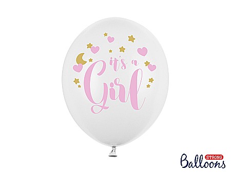 ARTICOLE PARTY - PD BALOANE Balloons 30cm, It's a Girl, Pastel Pure White 6/SET SB14P-233-008-6