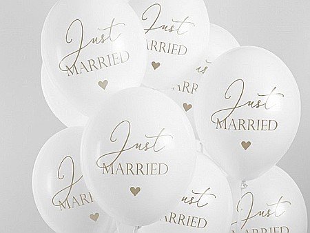 PD BALOANE Balloons 30 cm, Just Married, Pastel Pure White 6/SET SB14P-237-008-6 [1]