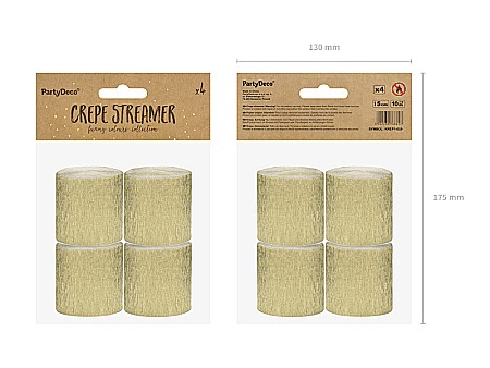 PD BANNER HARTIE CREPONATA, Crepe streamer, 5cm/10m, gold, 4/set KREP1-019 [3]