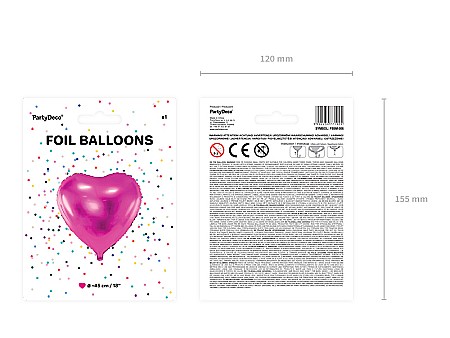 PD BALON FOLIE ALUMINIU Heart, 45cm, dark pink FB9M-006 [6]