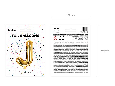 PD BALON FOLIE ALUMINIU Letter "J", 35cm, gold FB2M-J-019 [3]