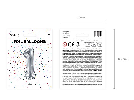 PD BALON FOLIE ALUMINIU Number "1", 35cm, silver FB10M-1-018 [2]