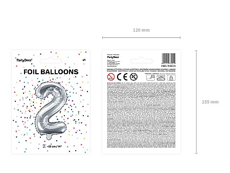 PD BALON FOLIE ALUMINIU Number "2", 35cm, silver FB10M-2-018 [2]