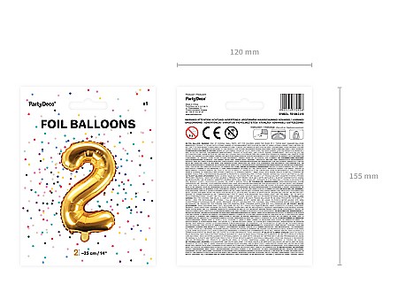 PD BALON FOLIE ALUMINIU Number "2", 35cm, gold FB10M-2-019 [3]