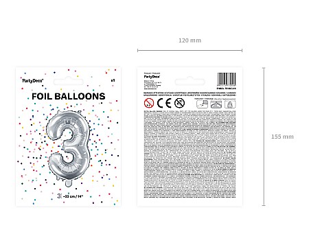 PD BALON FOLIE ALUMINIU Number "3", 35cm, silver FB10M-3-018 [3]