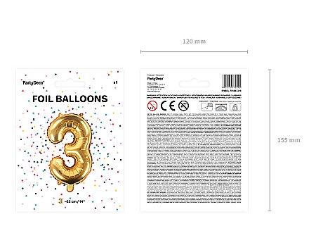 PD BALON FOLIE ALUMINIU Number "3", 35cm, gold FB10M-3-019 [3]