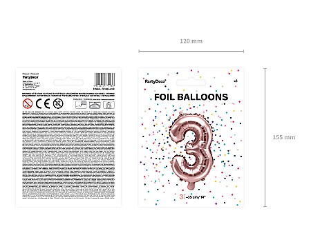 PD BALON FOLIE ALUMINIU Number "3", 35cm, gold FB10M-3-019 [6]