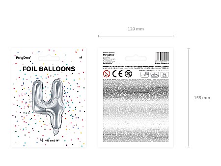 PD BALON FOLIE ALUMINIU Number "4", 35cm, silver FB10M-4-018 [2]