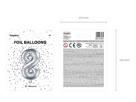 PD BALON FOLIE ALUMINIU Number "8", 35cm, silver FB10M-8-018 [3]