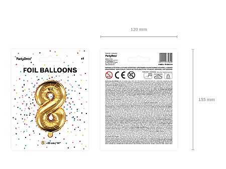 PD BALON FOLIE ALUMINIU Number "8", 35cm, gold FB10M-8-019 [3]