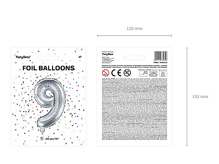 PD BALON FOLIE ALUMINIU Number "9", 35cm, silver FB10M-9-018 [3]