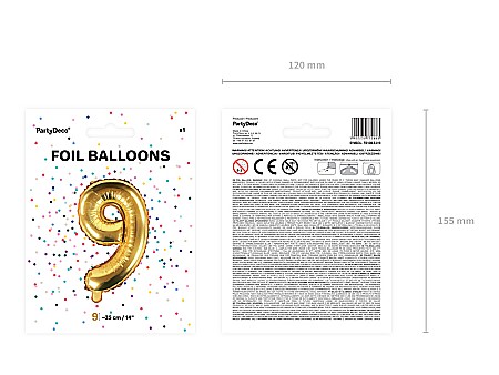 PD BALON FOLIE ALUMINIU Number "9", 35cm, gold FB10M-9-019 [3]