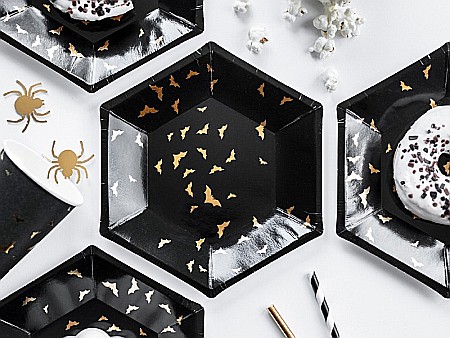 Halloween - PD FARFURII CARTON Trick or Treat, 20cm, black with gold pattern, 6/set TPP20