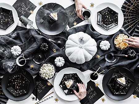 PD FARFURII CARTON Trick or Treat, 20cm, black with gold pattern, 6/set TPP20 [2]