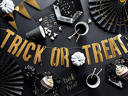 PD FARFURII CARTON Trick or Treat, 20cm, black with gold pattern, 6/set TPP20 [4]