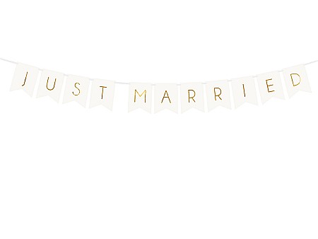 Nunti, botezuri - PD BANNER Just Married, 15 x 155cm white GRL68-008