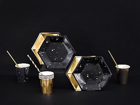 PD FARFURII CARTON NEGRU CU STELUTE AURII 6/SET TPP28-010 [3]