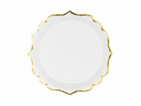 ARTICOLE PARTY - PD FARFURII CARTON ,alb cu dunga aurie, 18.5cm 6/set TPP30-008