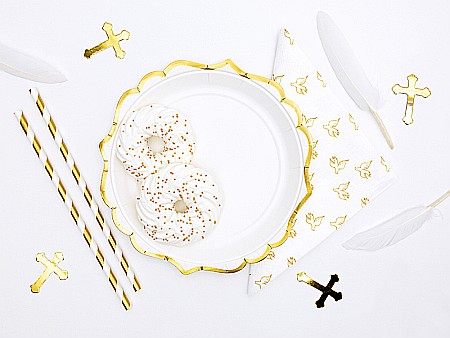 PD FARFURII CARTON ,alb cu dunga aurie, 18.5cm 6/set TPP30-008 [5]