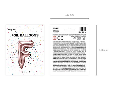 PD BALON FOLIE ALUMINIU Letter "F", 35cm, rose gold FB2M-F-019R [3]