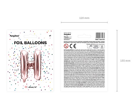PD BALON FOLIE ALUMINIU Letter "H", 35cm, rose gold FB2M-H-019R [5]
