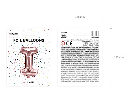 PD BALON FOLIE ALUMINIU Letter "I", 35cm, rose gold FB2M-I-019R [3]